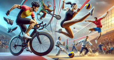 Sport en V : cyclisme, Vovinam, volleyball - athlètes en action, détermination, adresse, agilité, équipe.